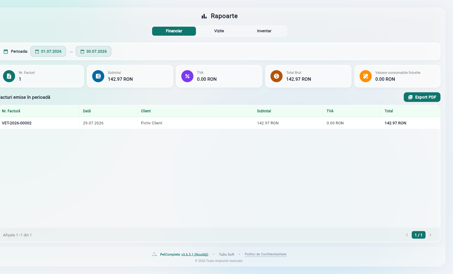 Rapoarte financiare PetComplete