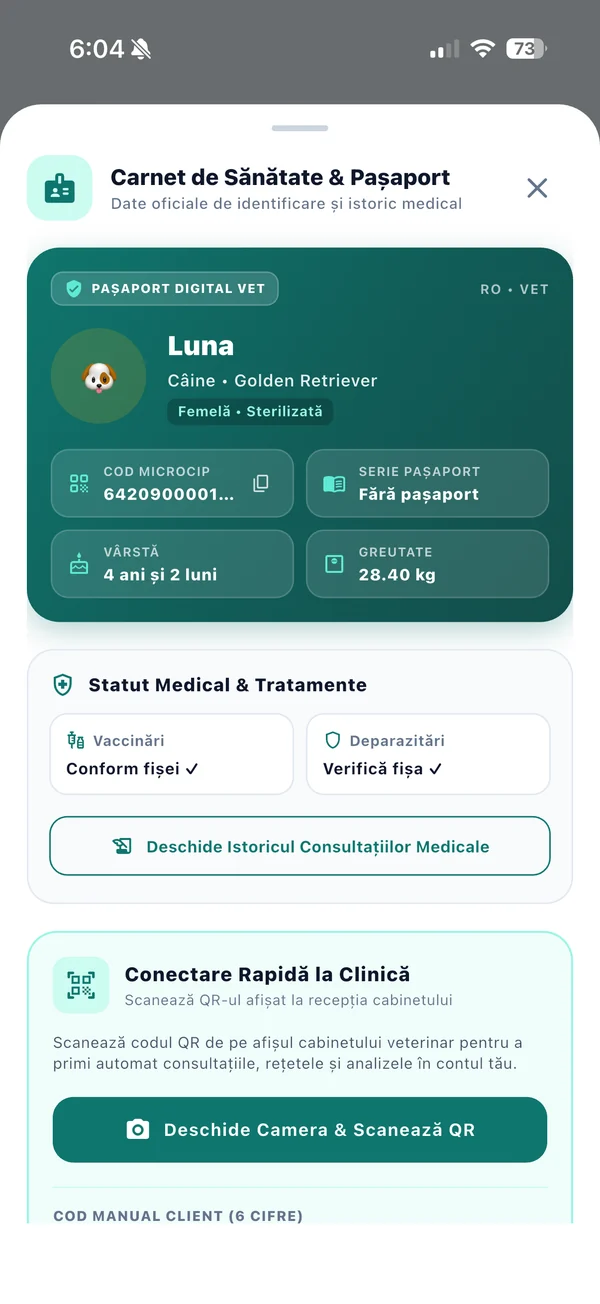 Carnet de sănătate și pașaport veterinar digital în aplicația PetComplete